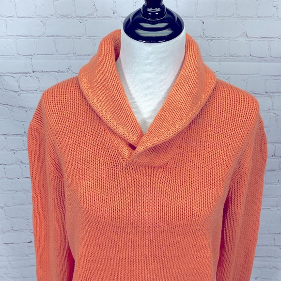 Polo by Ralph Lauren Sweater Women’s Medium Linen Blend Orange Pullover Pocket - Picture 2 of 8